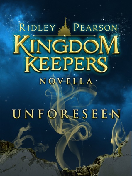 The book cover for "Kingdom Keepers: Unforeseen," which shows yellow-green smoke on a blue background