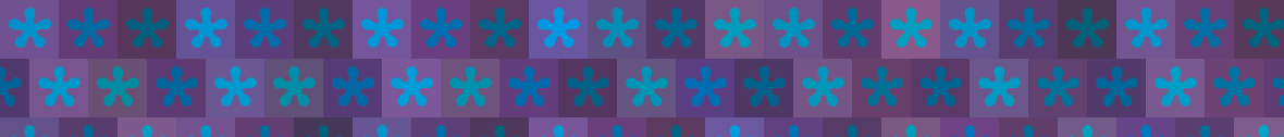 A pattern of purple squares with blue flowers in them