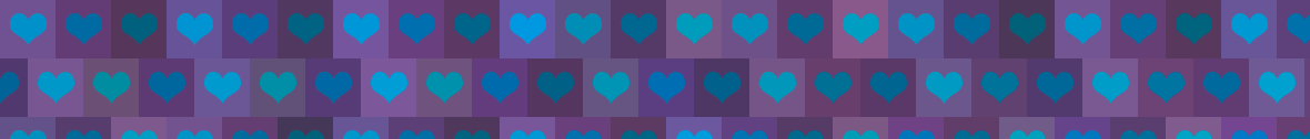 A pattern of purple squares with blue hearts in them