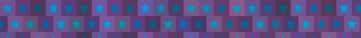 A pattern of purple squares with blue stars in them