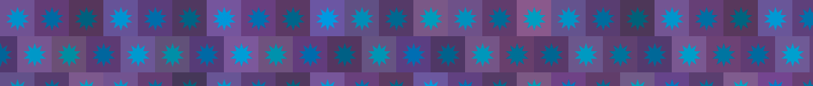 A pattern of purple squares with blue starbursts in them